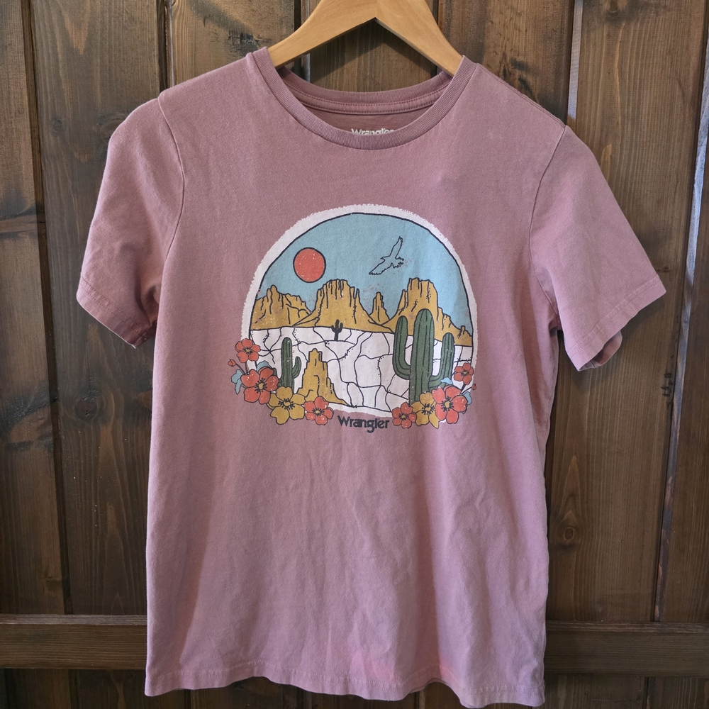 Wrangler Kids Cactus Scene T-Shirt - Mauve